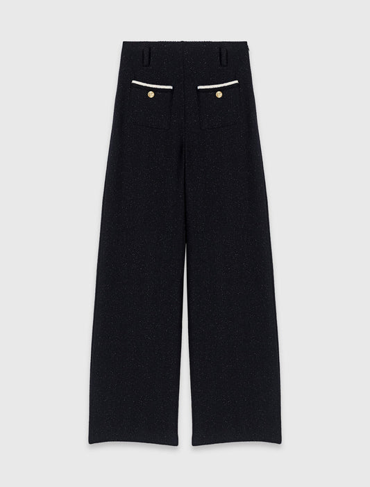 Lurex tweed trousers Black