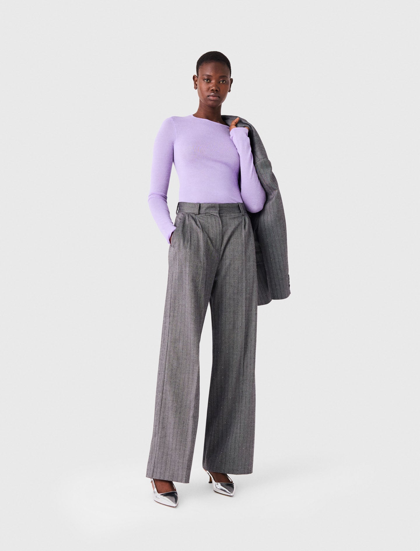 Rhinestone suit trousers Grey