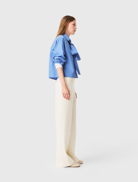 Lurex tweed trousers Ecru