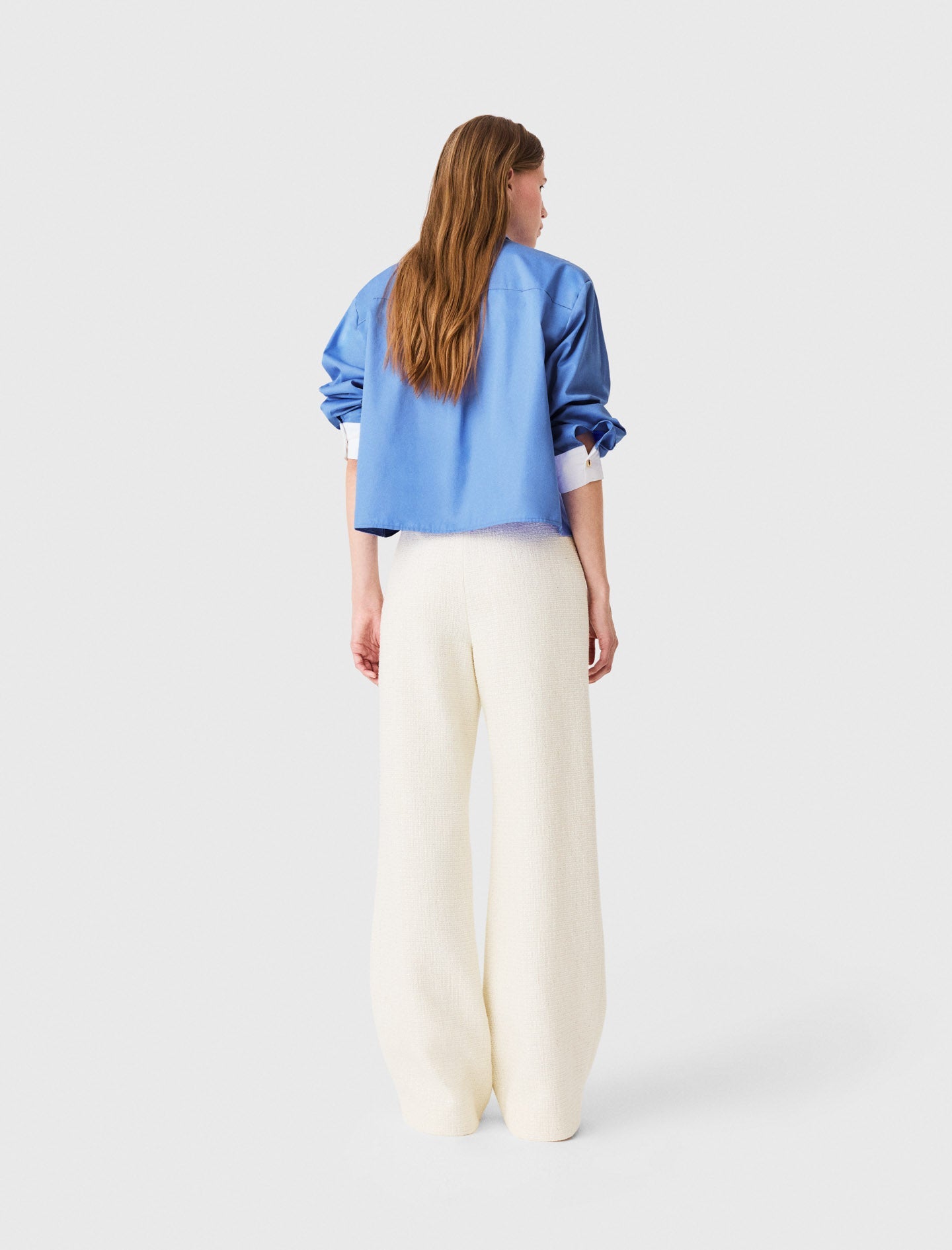 Lurex tweed trousers Ecru