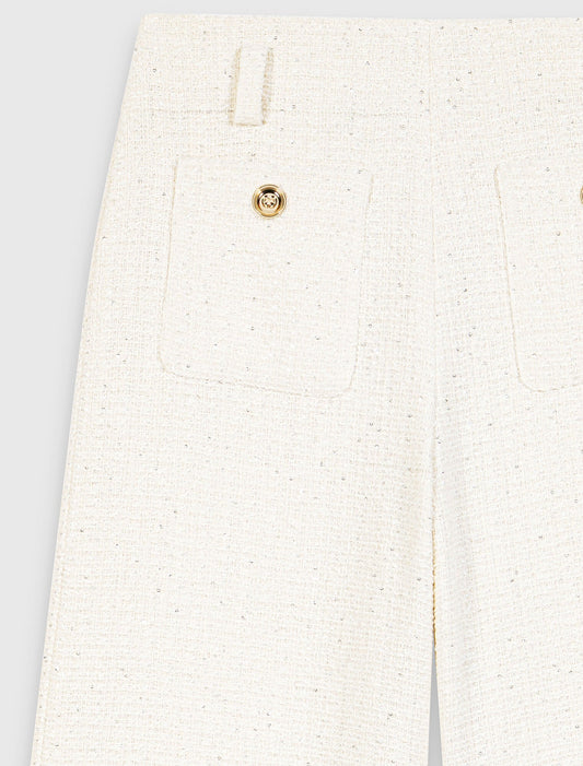 Lurex tweed trousers Ecru