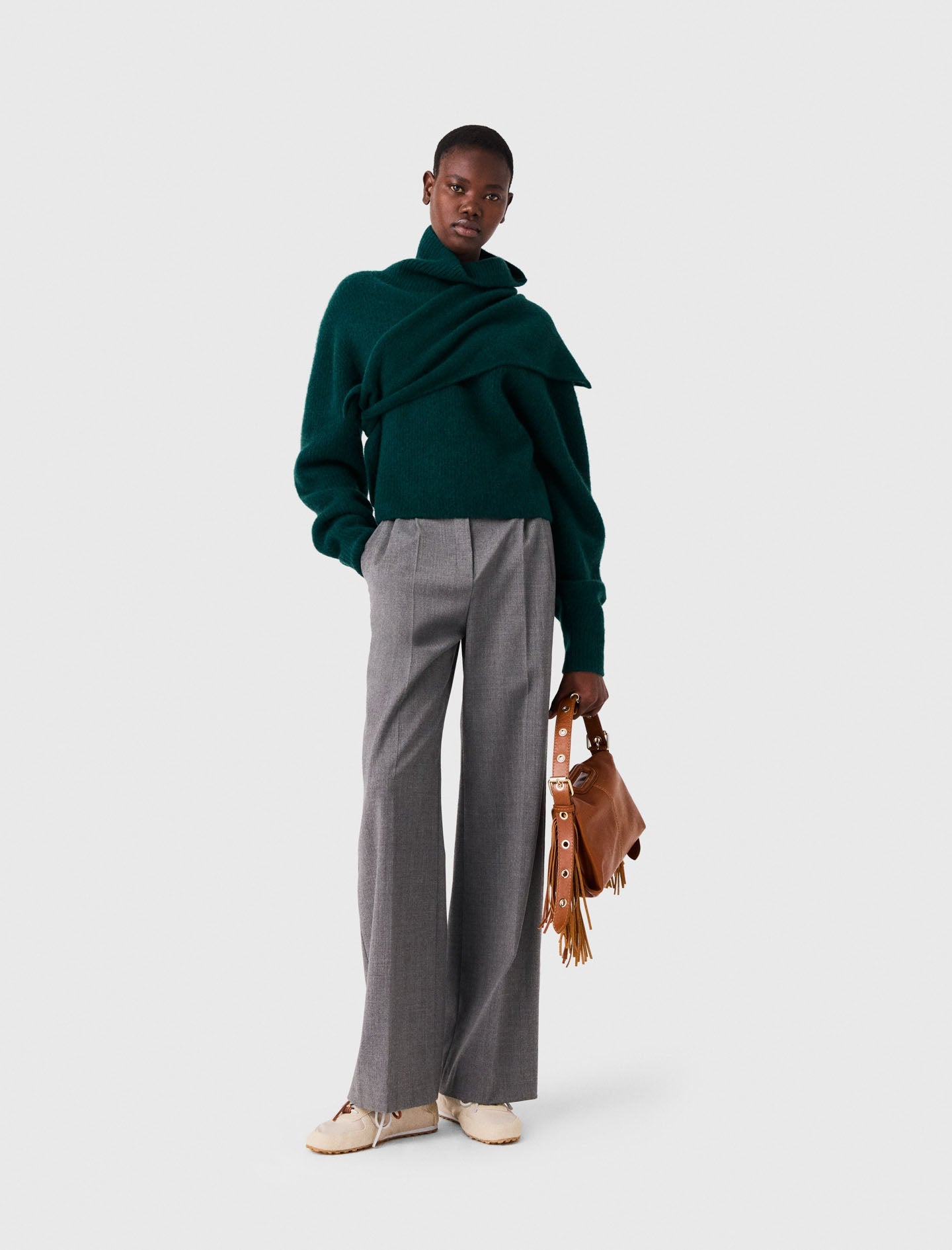 Wide-leg drawstring trousers Grey