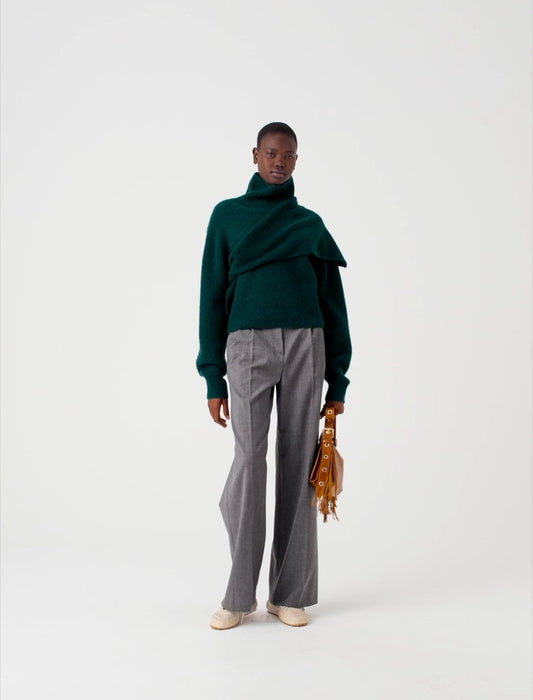 Wide-leg drawstring trousers Grey