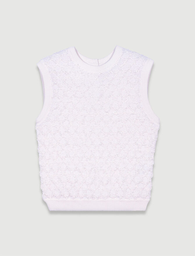 Ecru-Sleeveless knit jumper