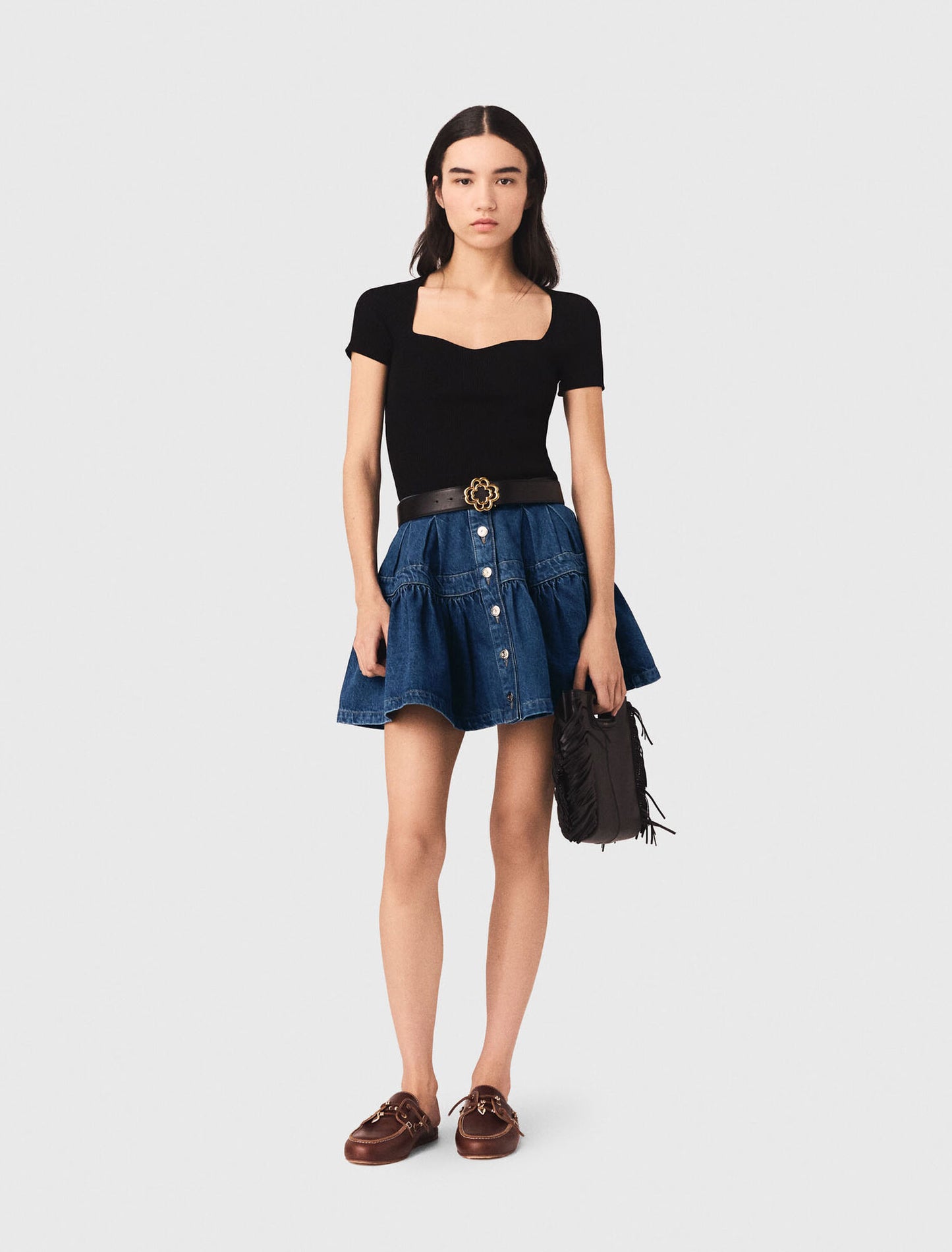 Rib knit top Black