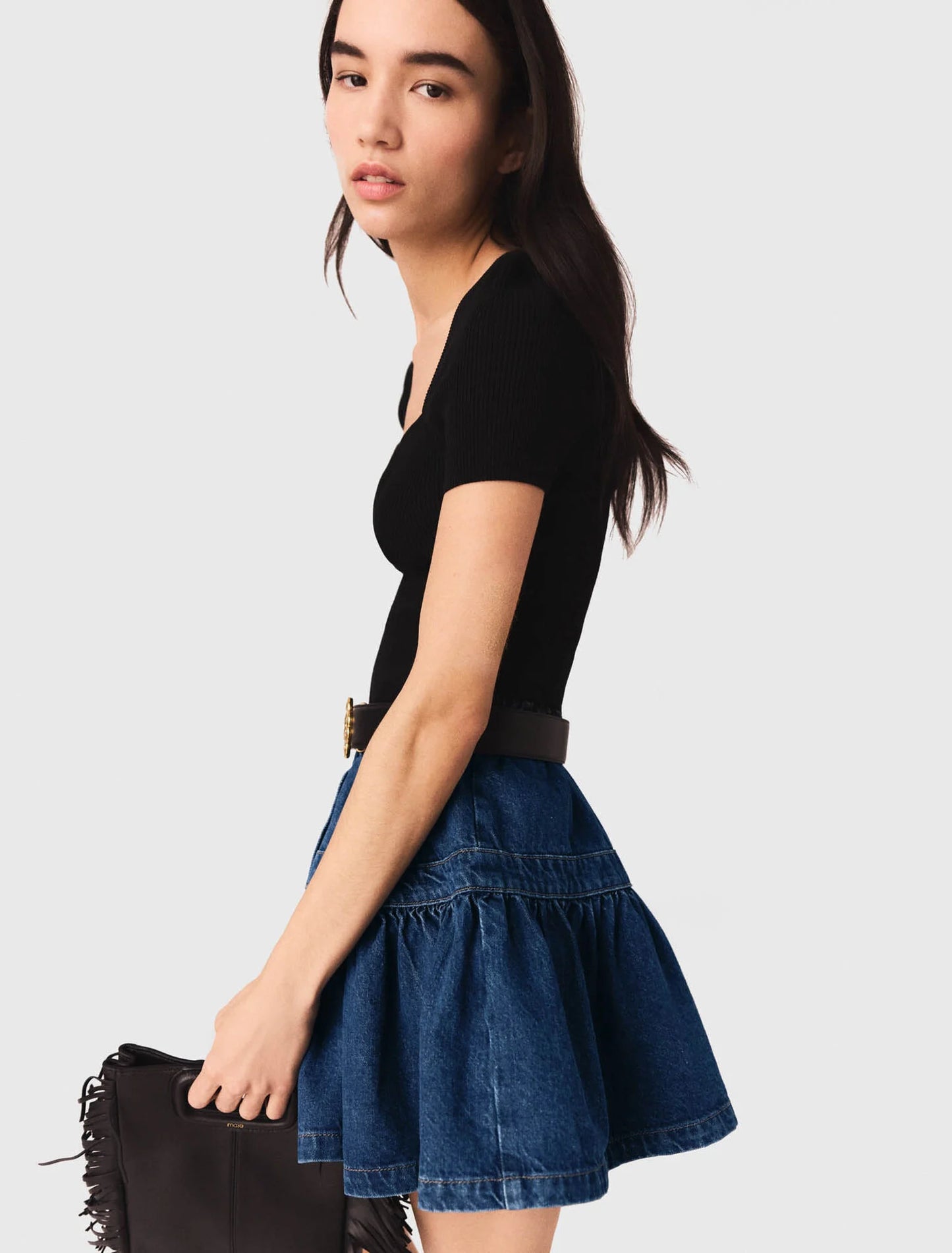 Rib knit top Black