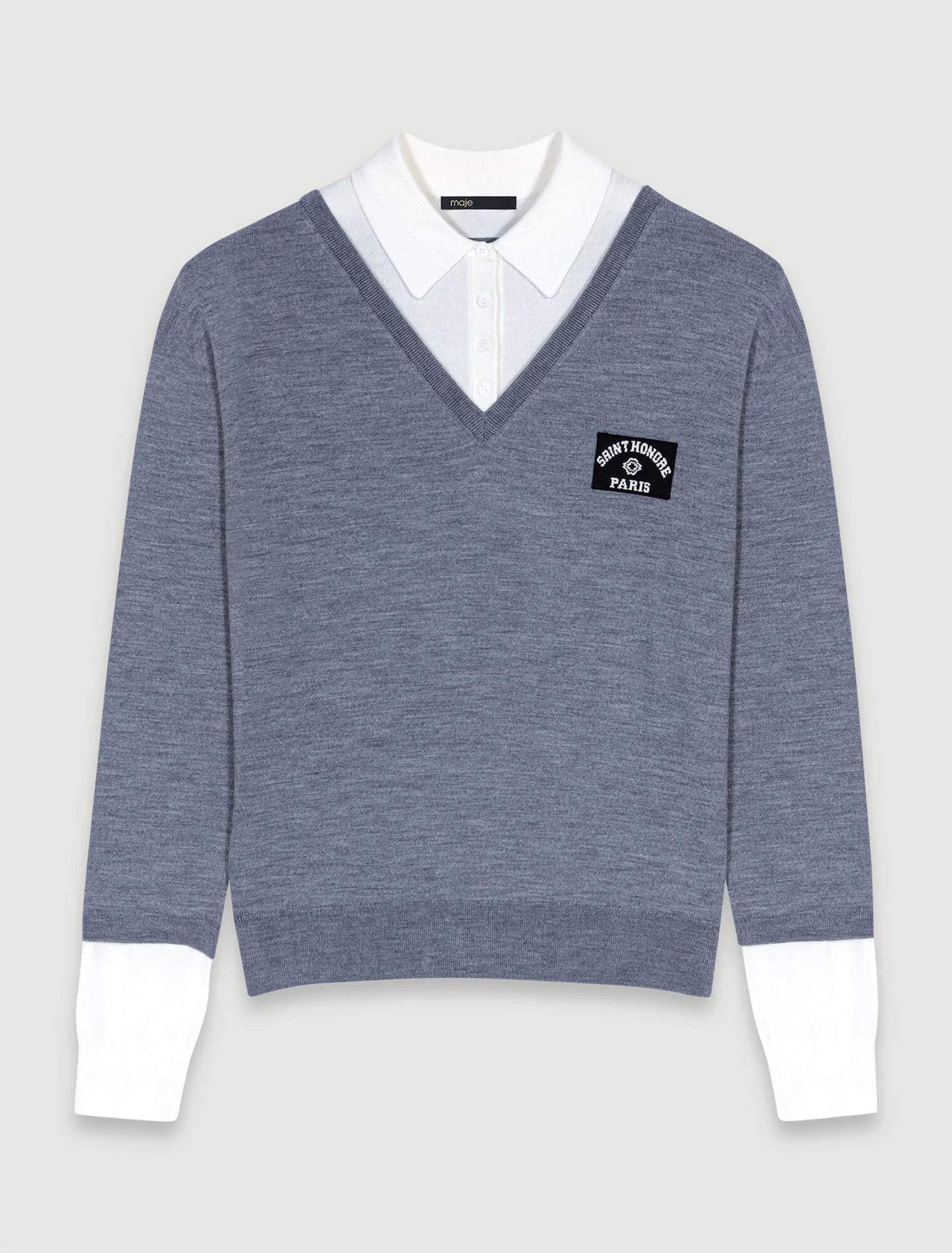 Grey   Layered wool-blend jumper