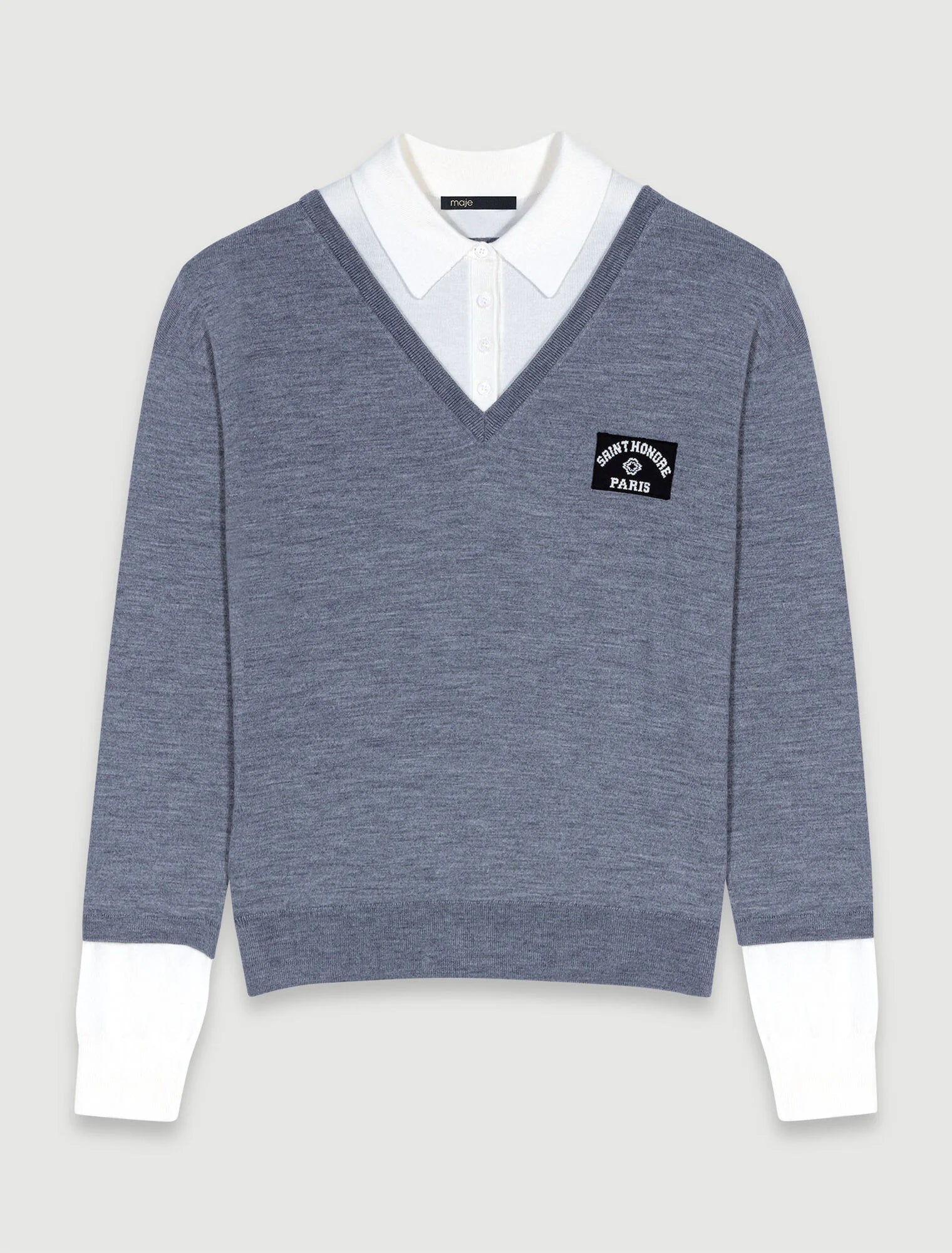 Grey   Layered wool-blend jumper