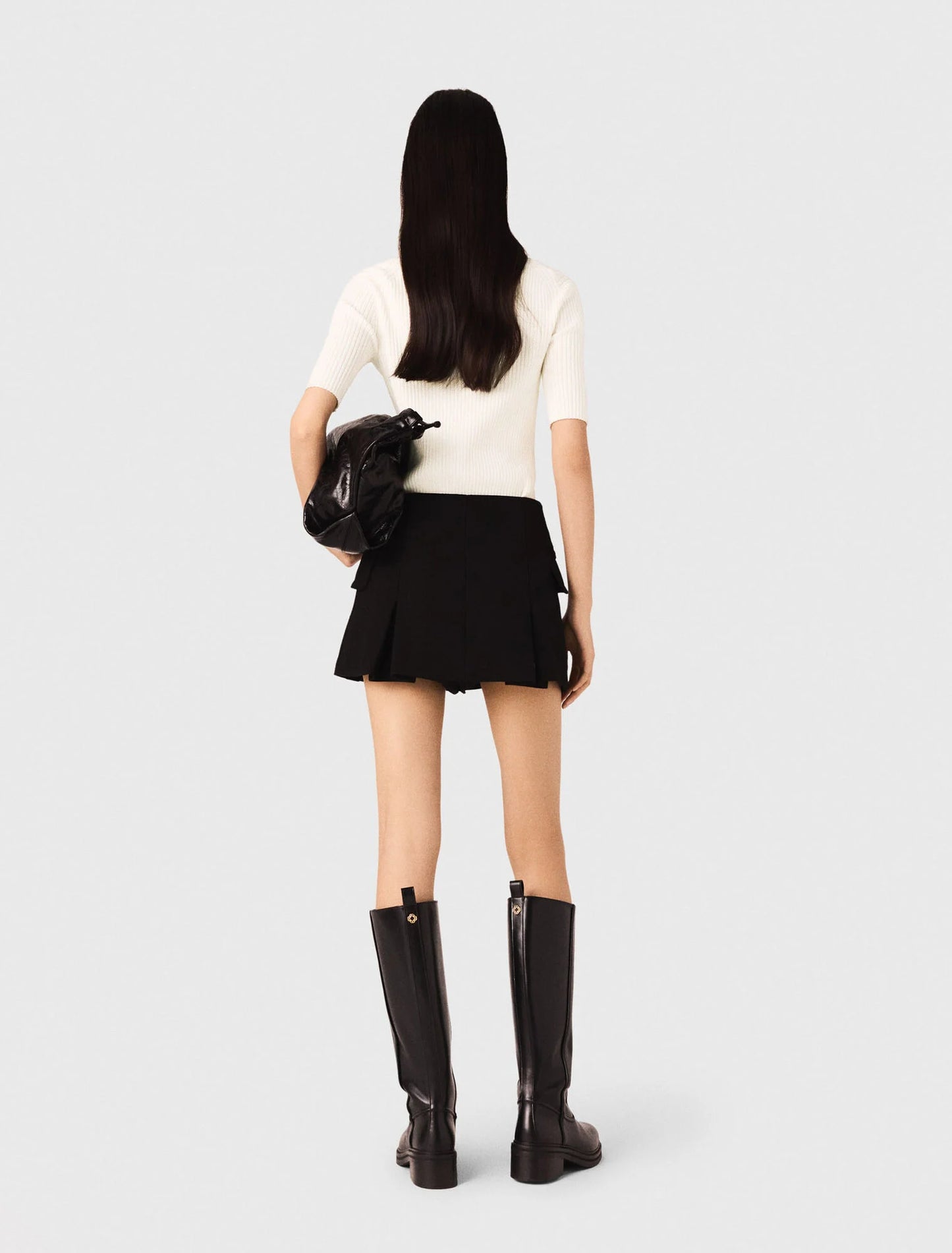 Rib knit top Ecru