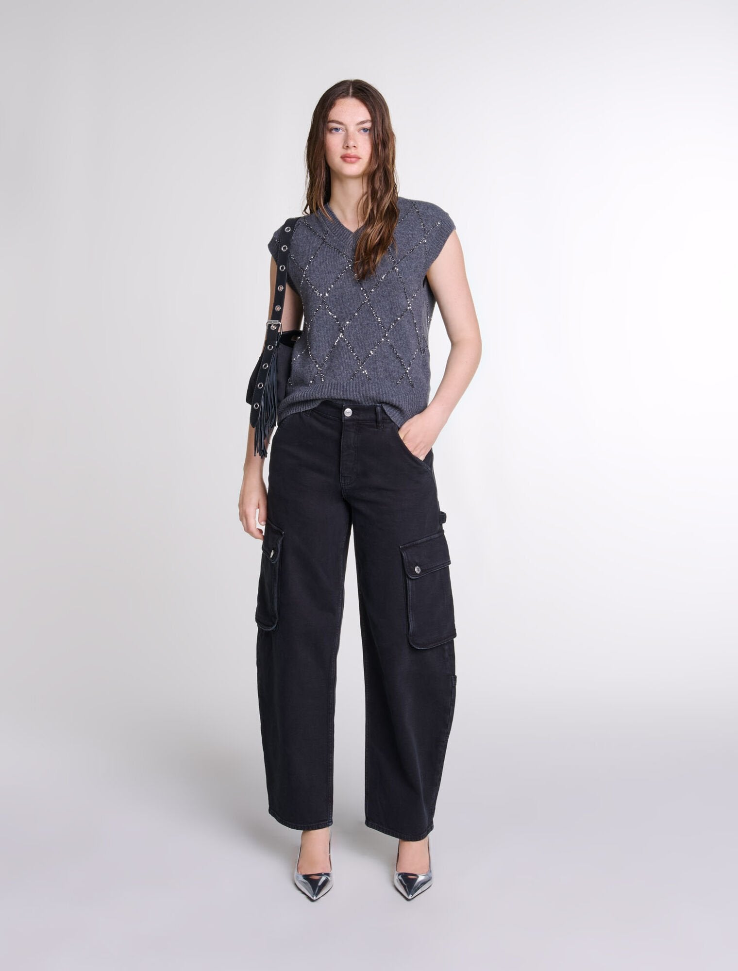 Anthracite Grey featured-Sleeveless Sequin Jumper