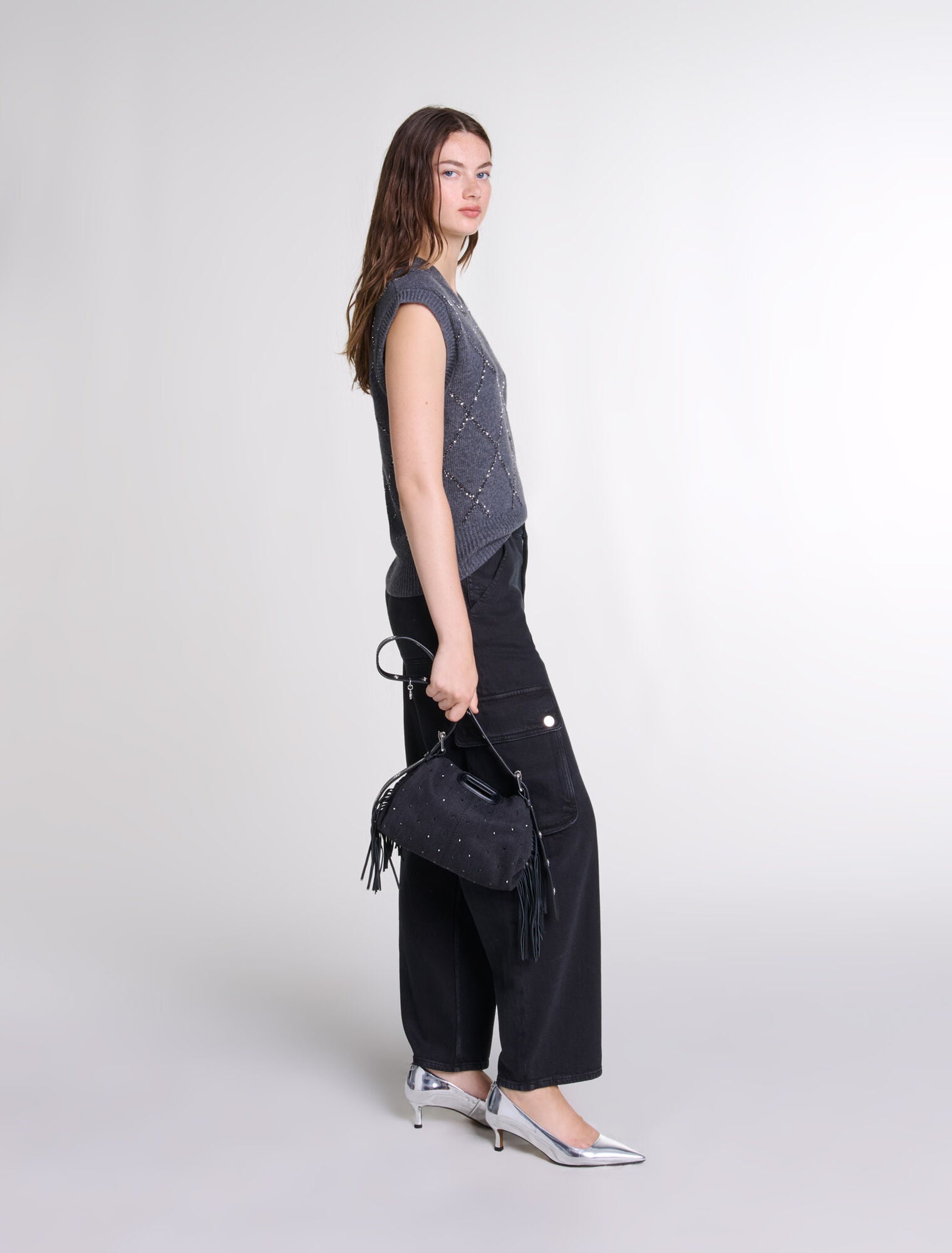 Anthracite Grey  -Sleeveless Sequin Jumper