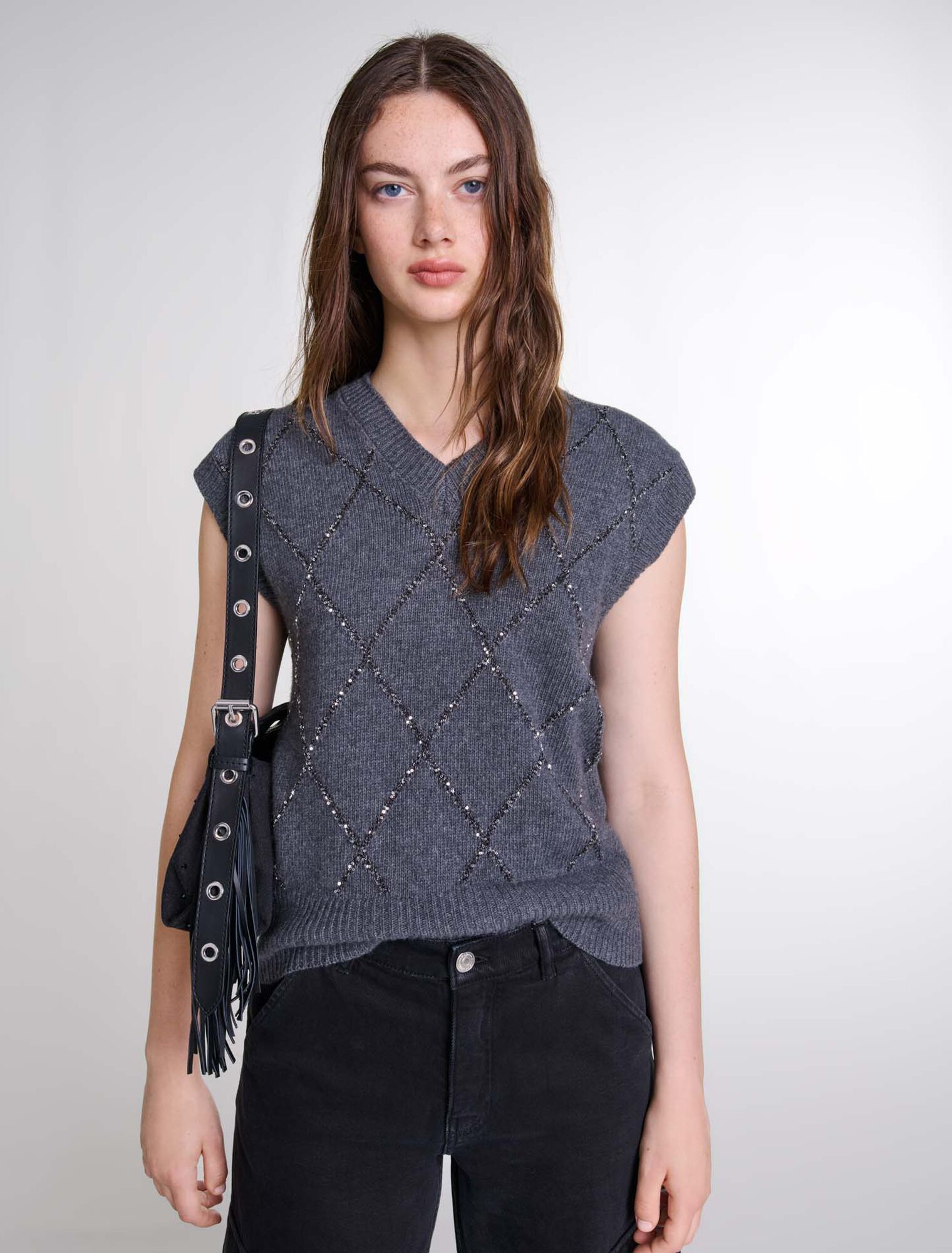 Anthracite Grey  -Sleeveless Sequin Jumper