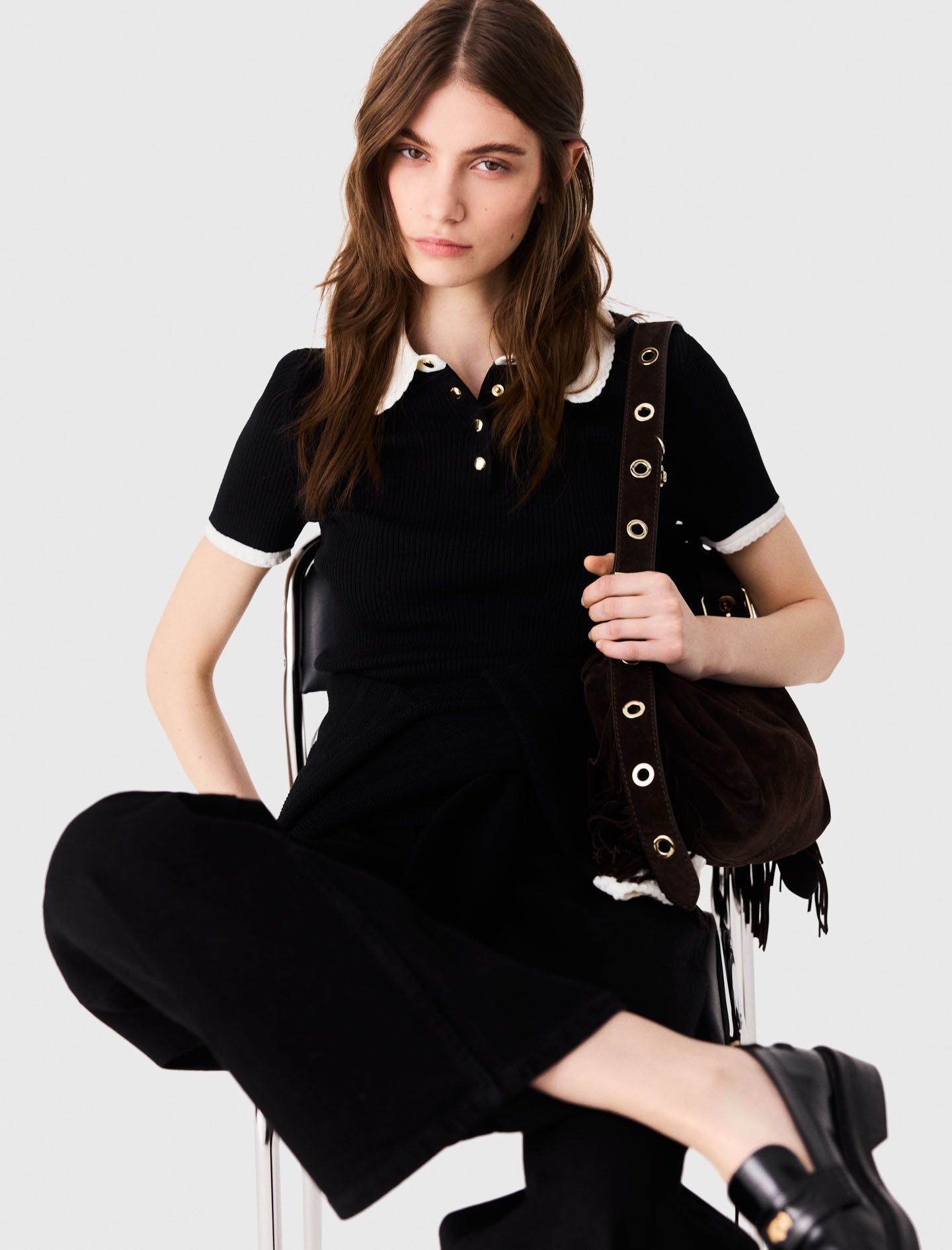 Short-sleeved polo shirt Black