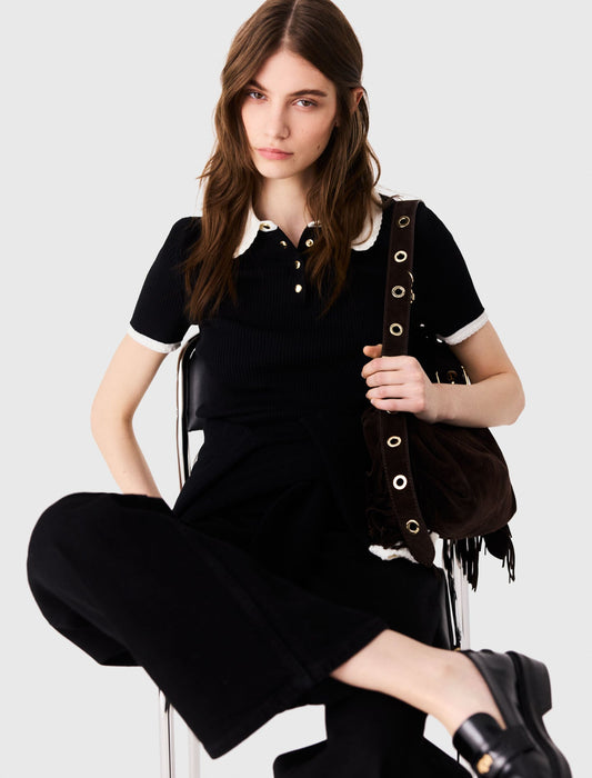 Short-sleeved polo shirt Black