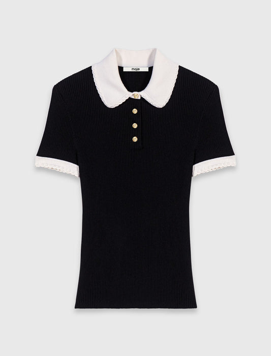Short-sleeved polo shirt Black