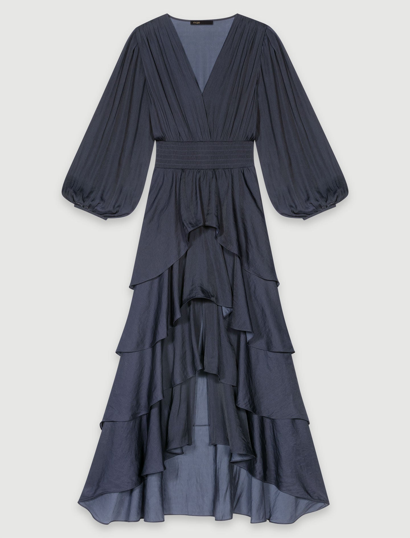 Navy-Ruffled Maxi Dress