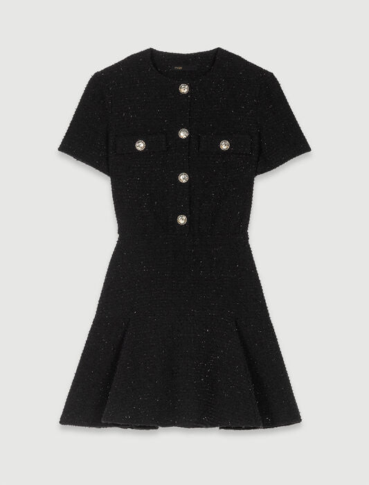 Black-short tweed dress