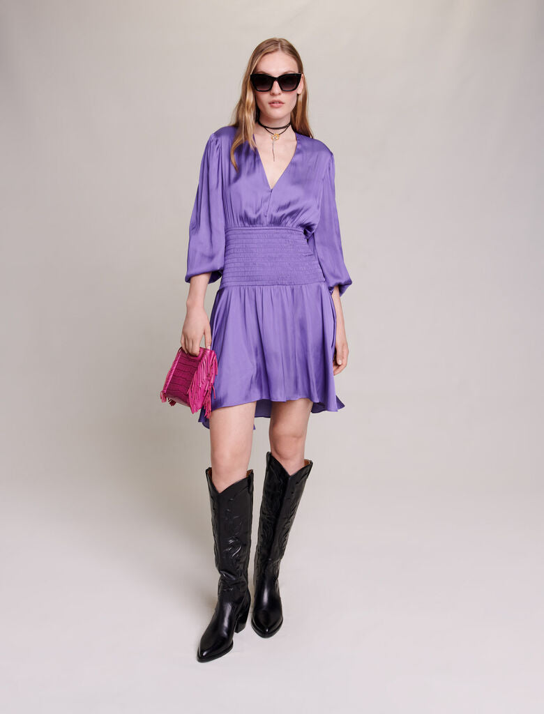 Purple SHORT SATIN DRESS