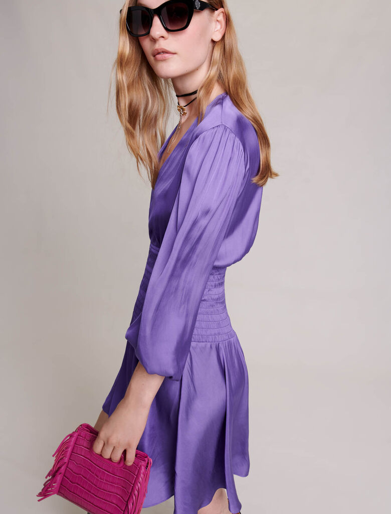 Purple SHORT SATIN DRESS
