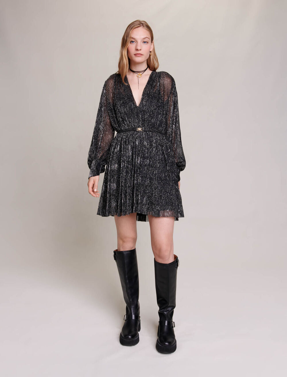 Black/Glitter featured SHORT METALLIC DRESS