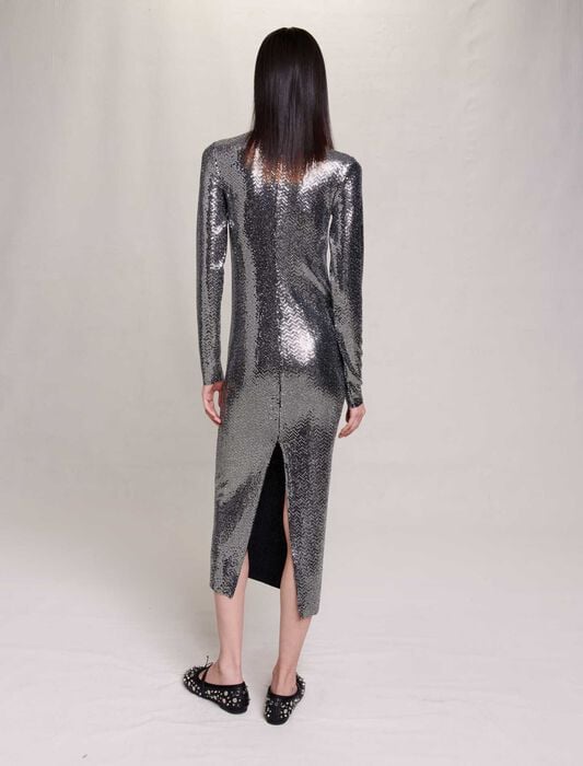 Silver-glitter maxi dress
