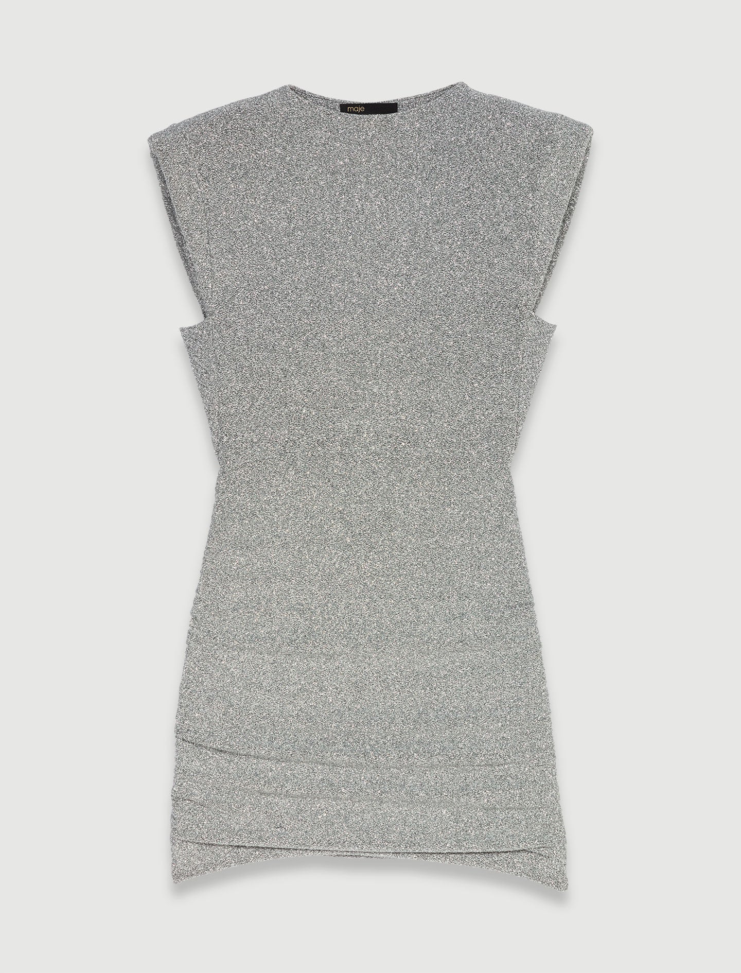 Silver shiny knit short dress
