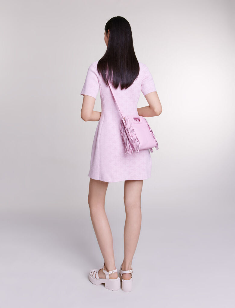 Pale Pink-Jacquard knit short dress