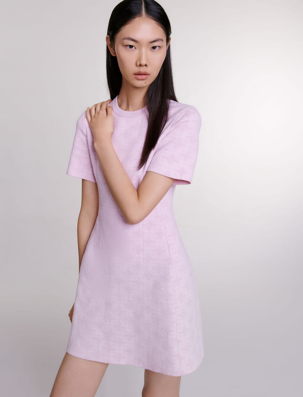 Pale Pink-featured-Jacquard knit short dress
