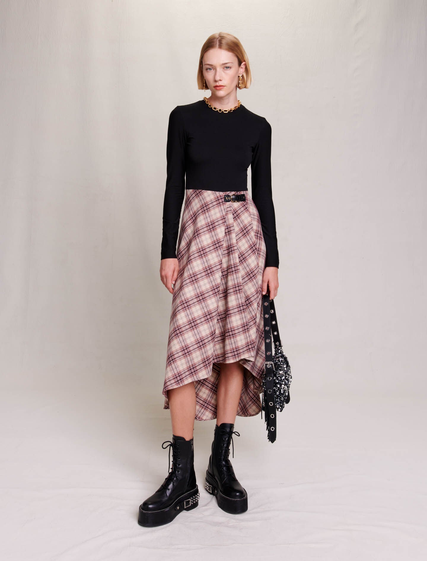 Asymmetrical tartan outlet dress