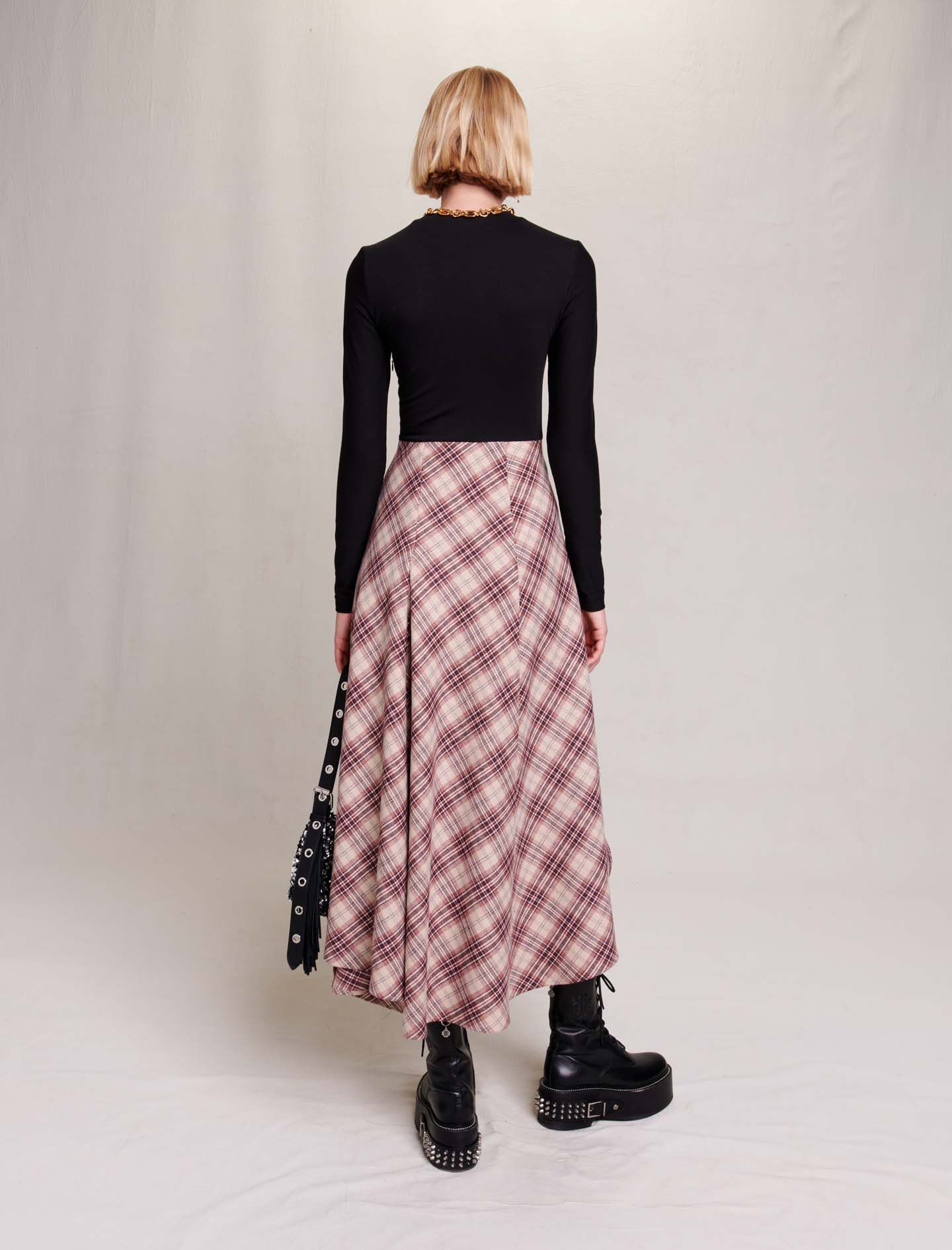 Beige-asymmetrical flannel dress
