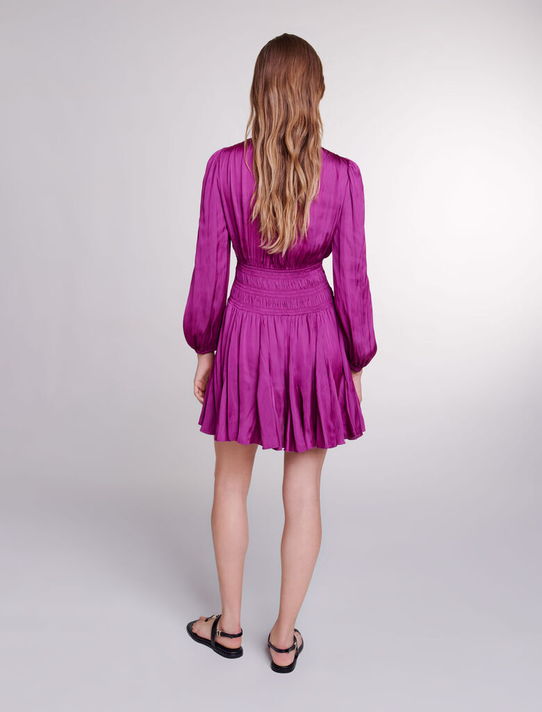 Fuchsia Pink-Short satin-look dress