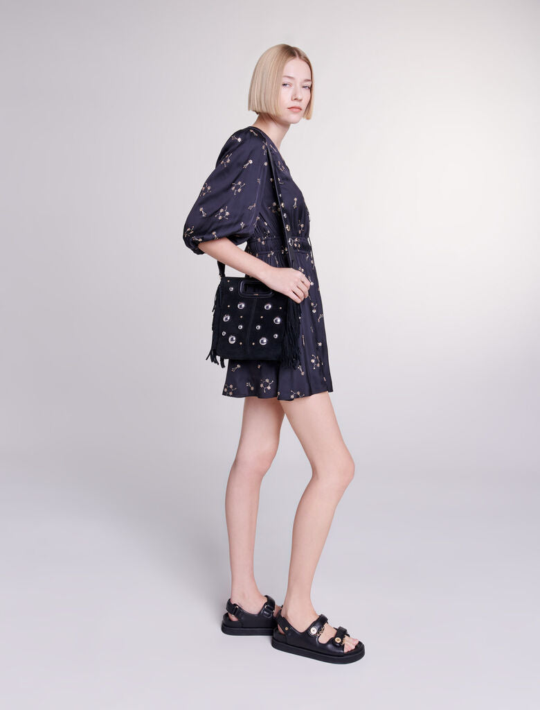 Black-Short sequin-embroidered dress