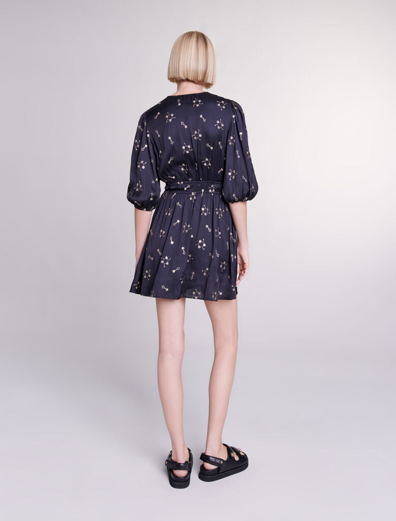 Black-Short sequin-embroidered dress