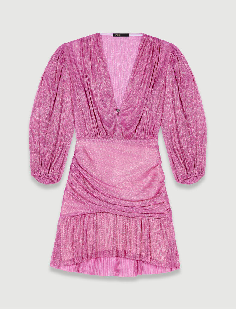 Fuchsia Pink-Short lamé dress