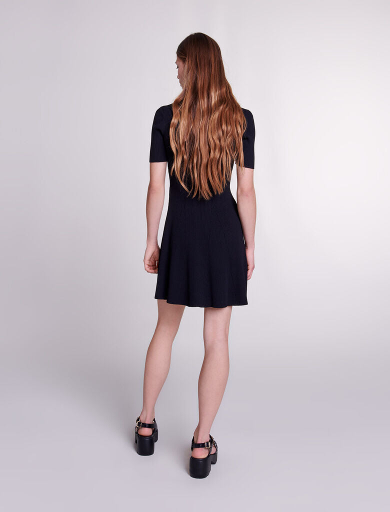 Black-Short knit dress