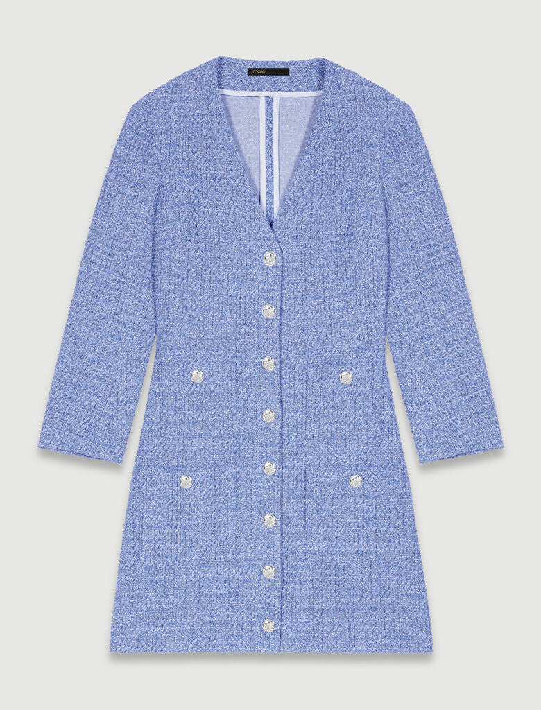 Blue-Short tweed dress