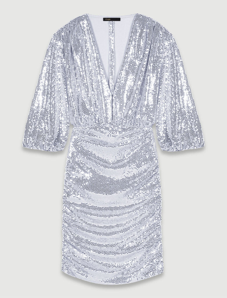 Silver-Floaty sequin dress