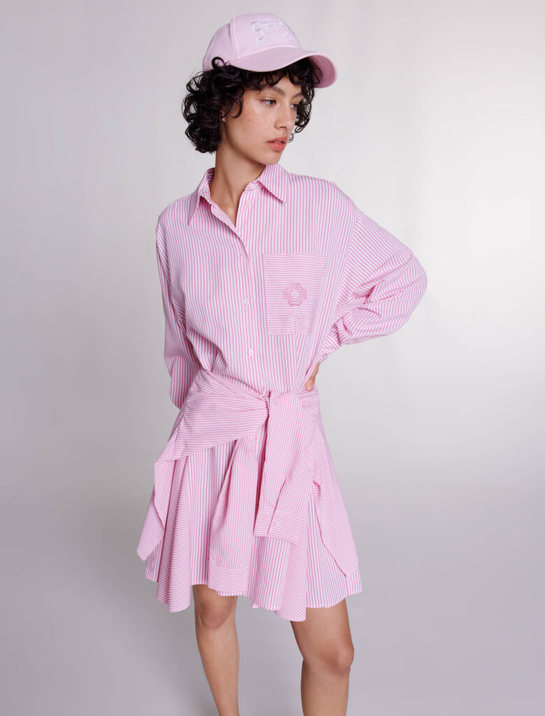 Pink-Striped shirt dress