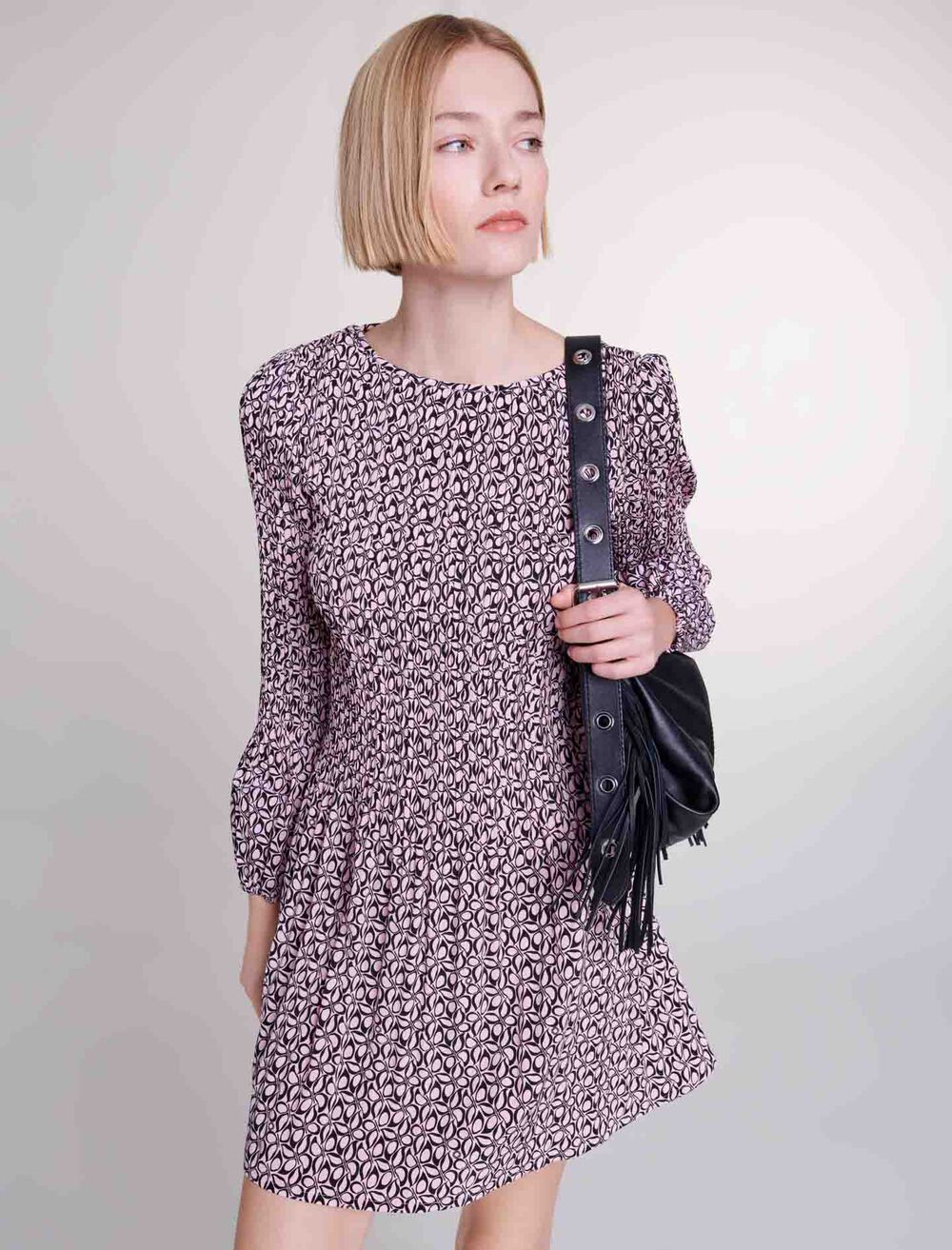 Print Pink/Black Butterfly-featured-Short patterned dress