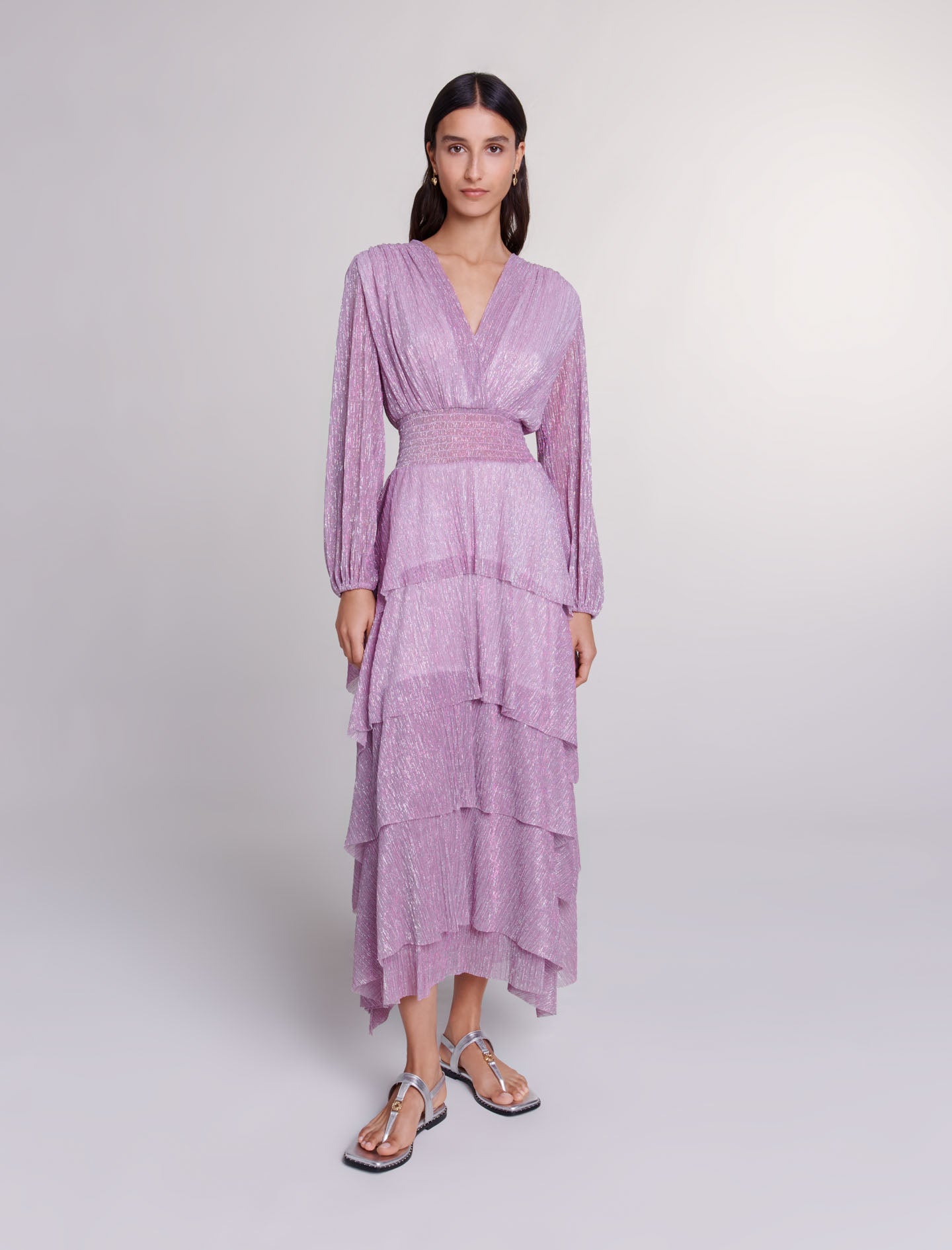 Purple featured Tiered maxi dress