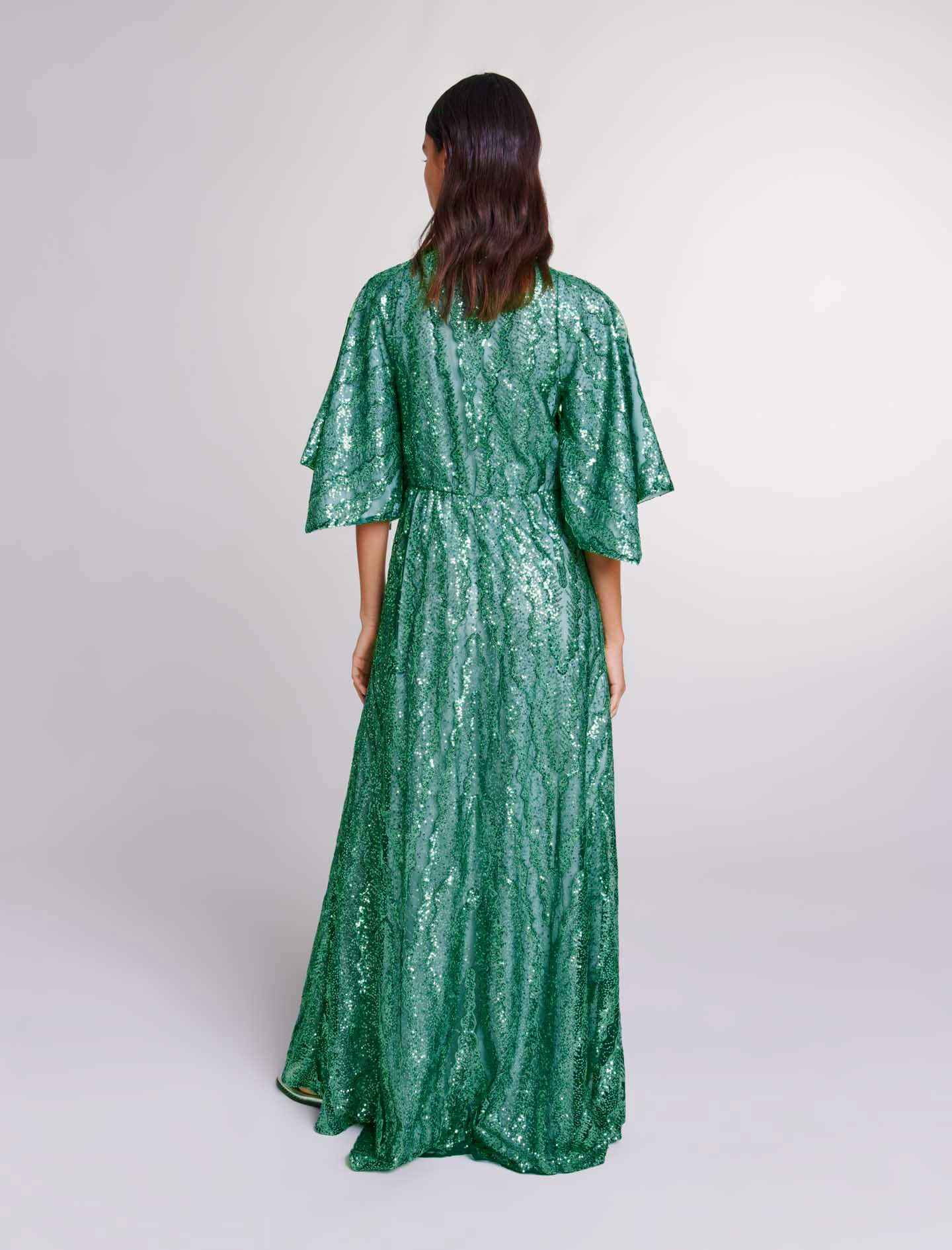 Green-Sequin maxi dress