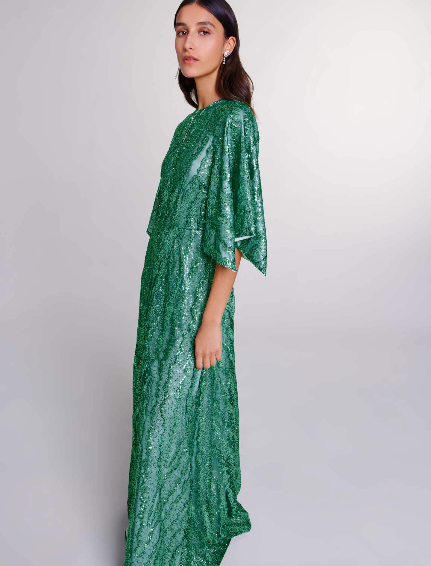 Green-Sequin maxi dress