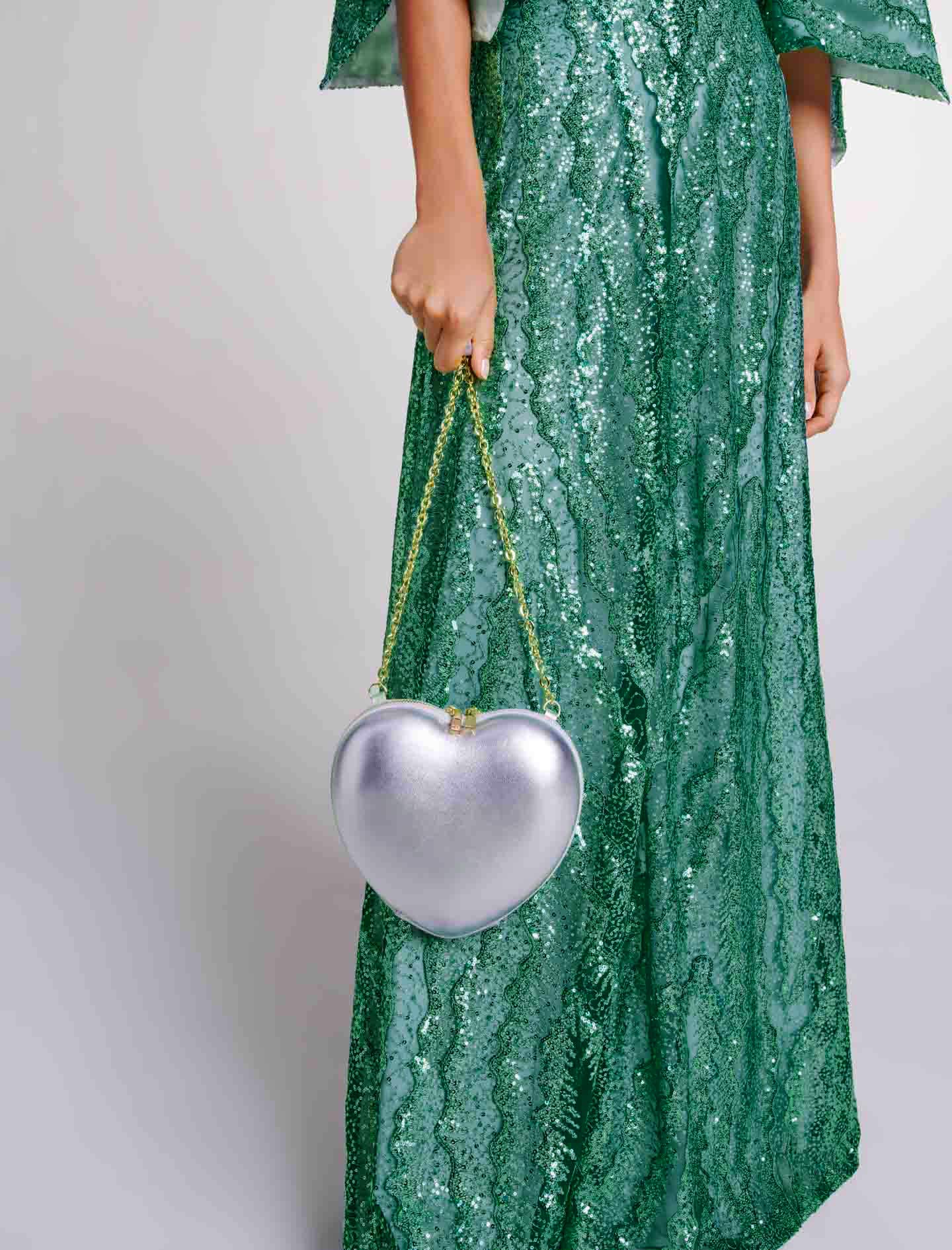 Green-Sequin maxi dress