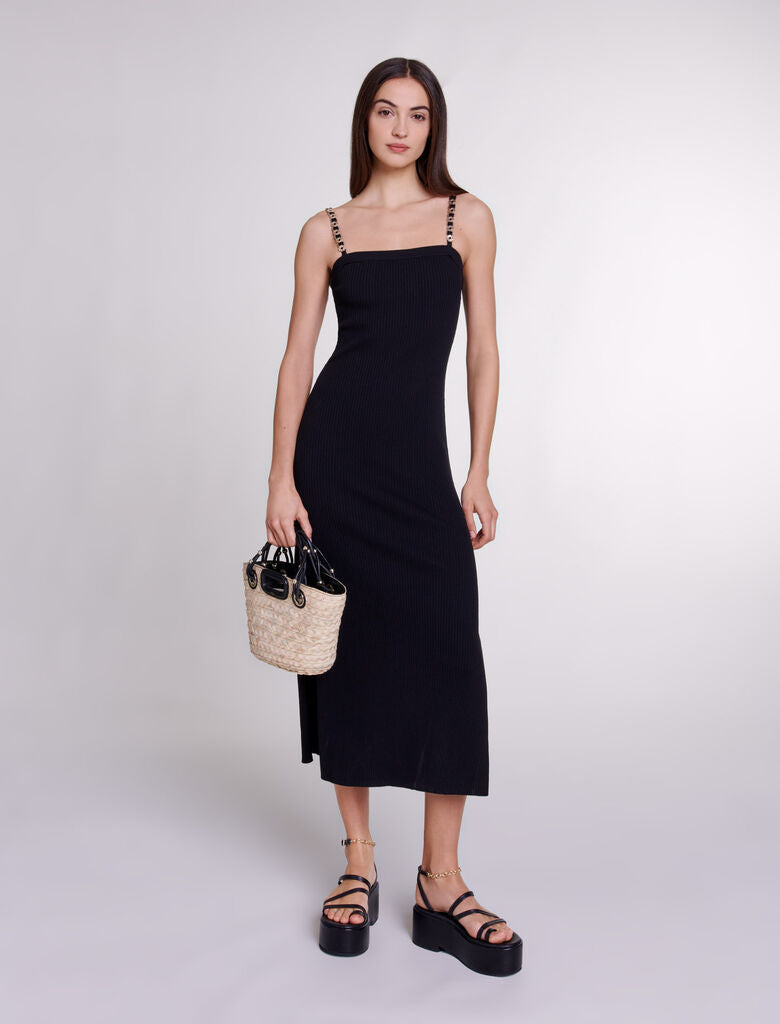 Black  featured Knit maxi dress