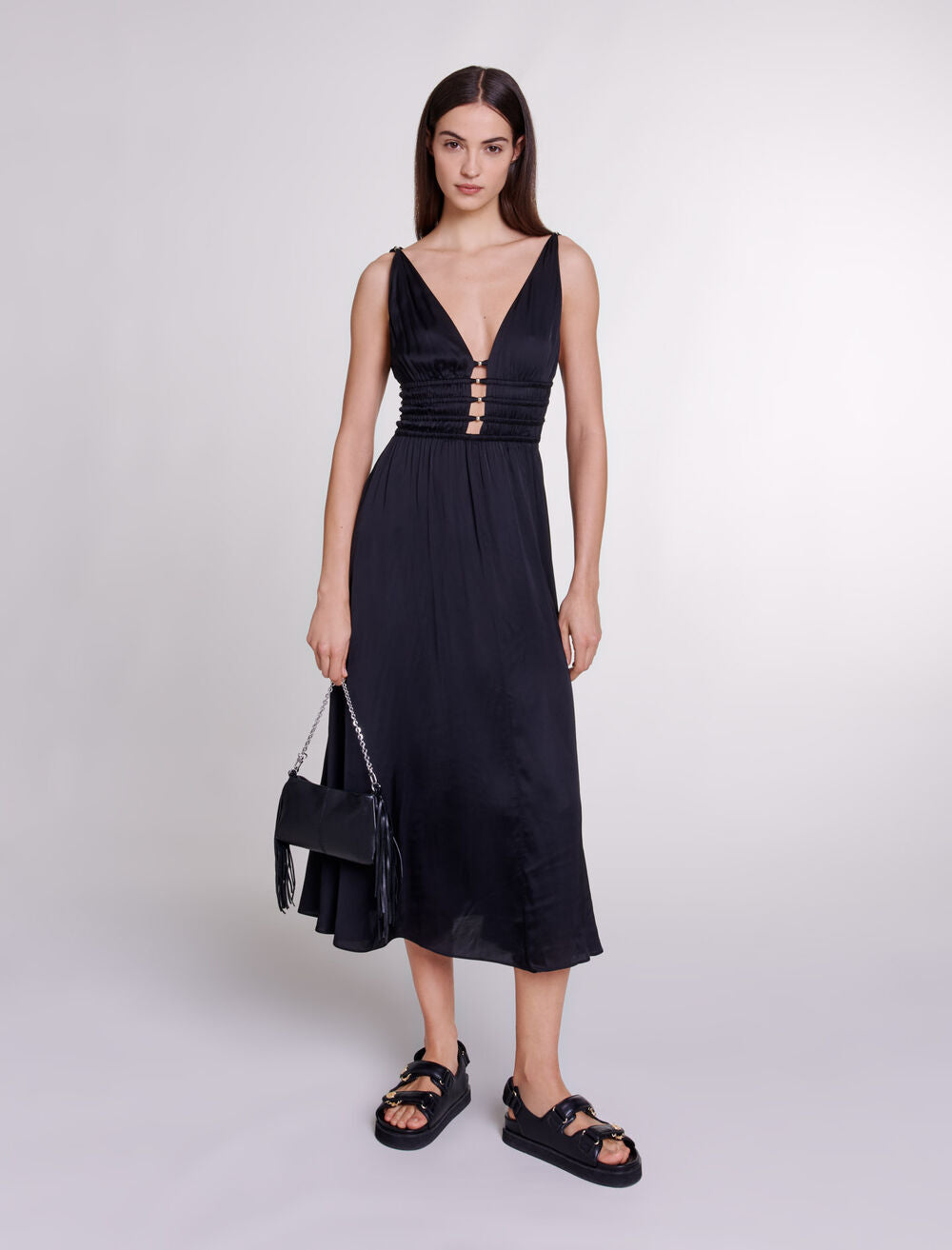 Black featured-Cutaway maxi dress