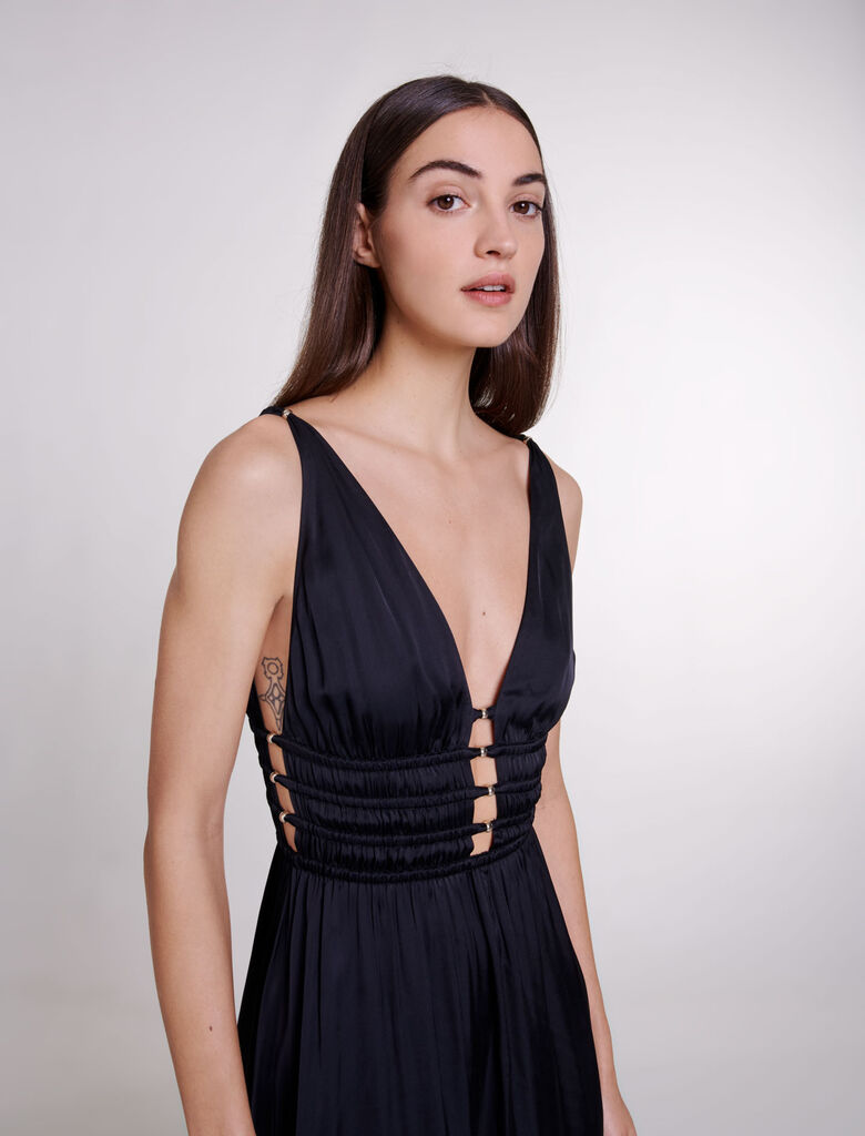 Black  -Cutaway maxi dress