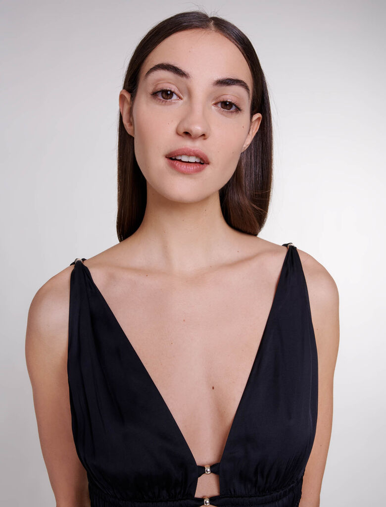 Black  -Cutaway maxi dress