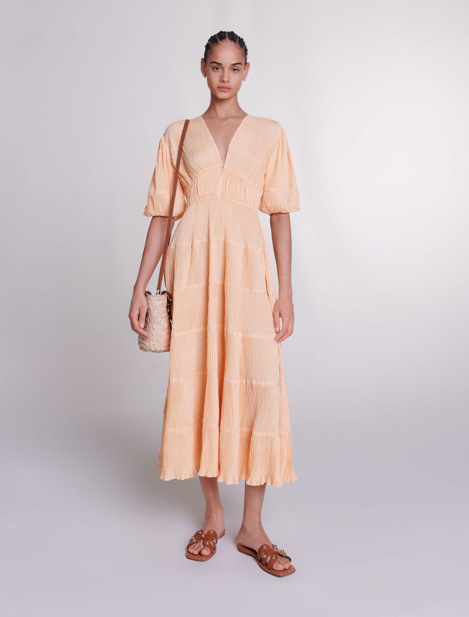 Pale Orange-featured-Pleated maxi dress