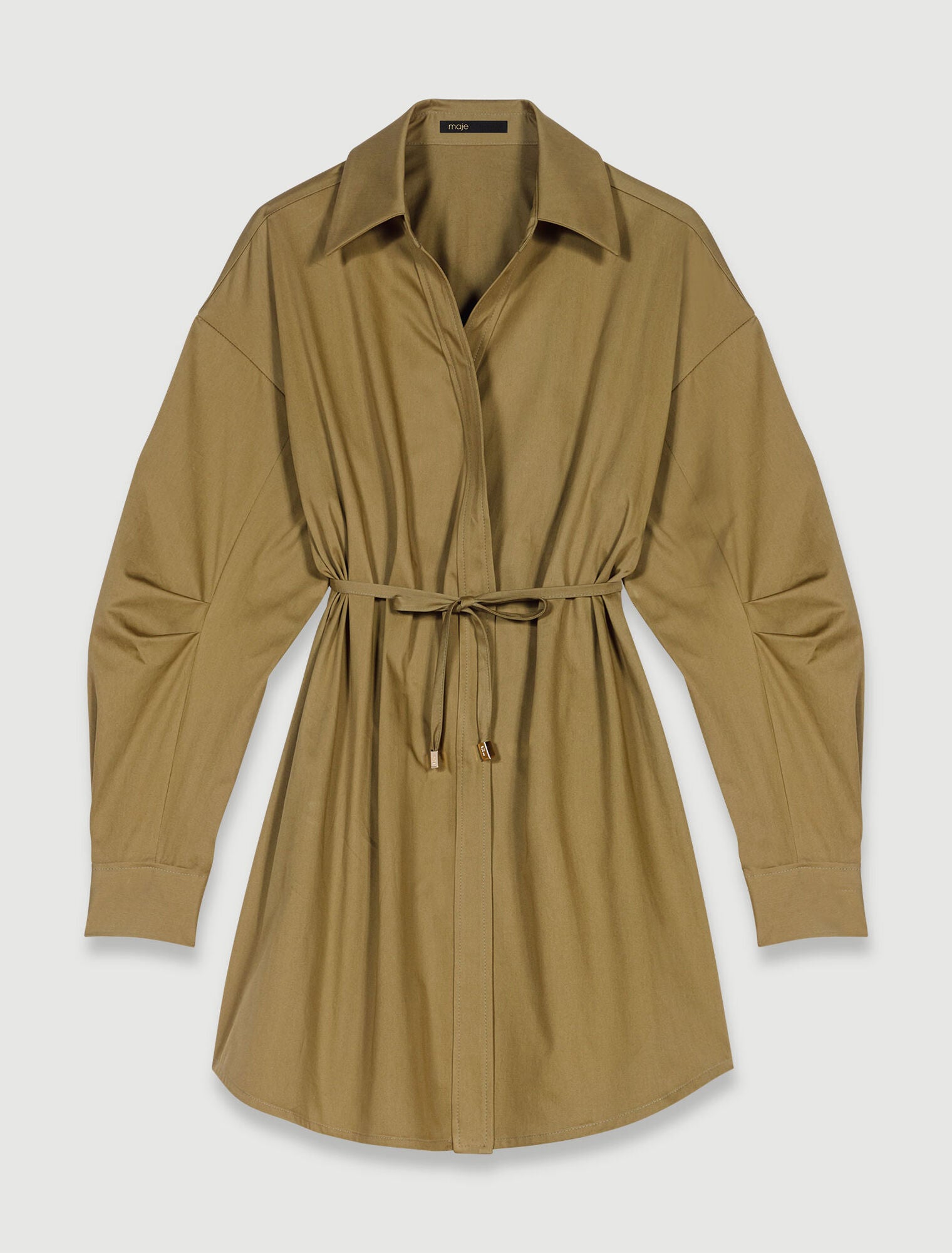 Khaki-Cutaway wrap dress