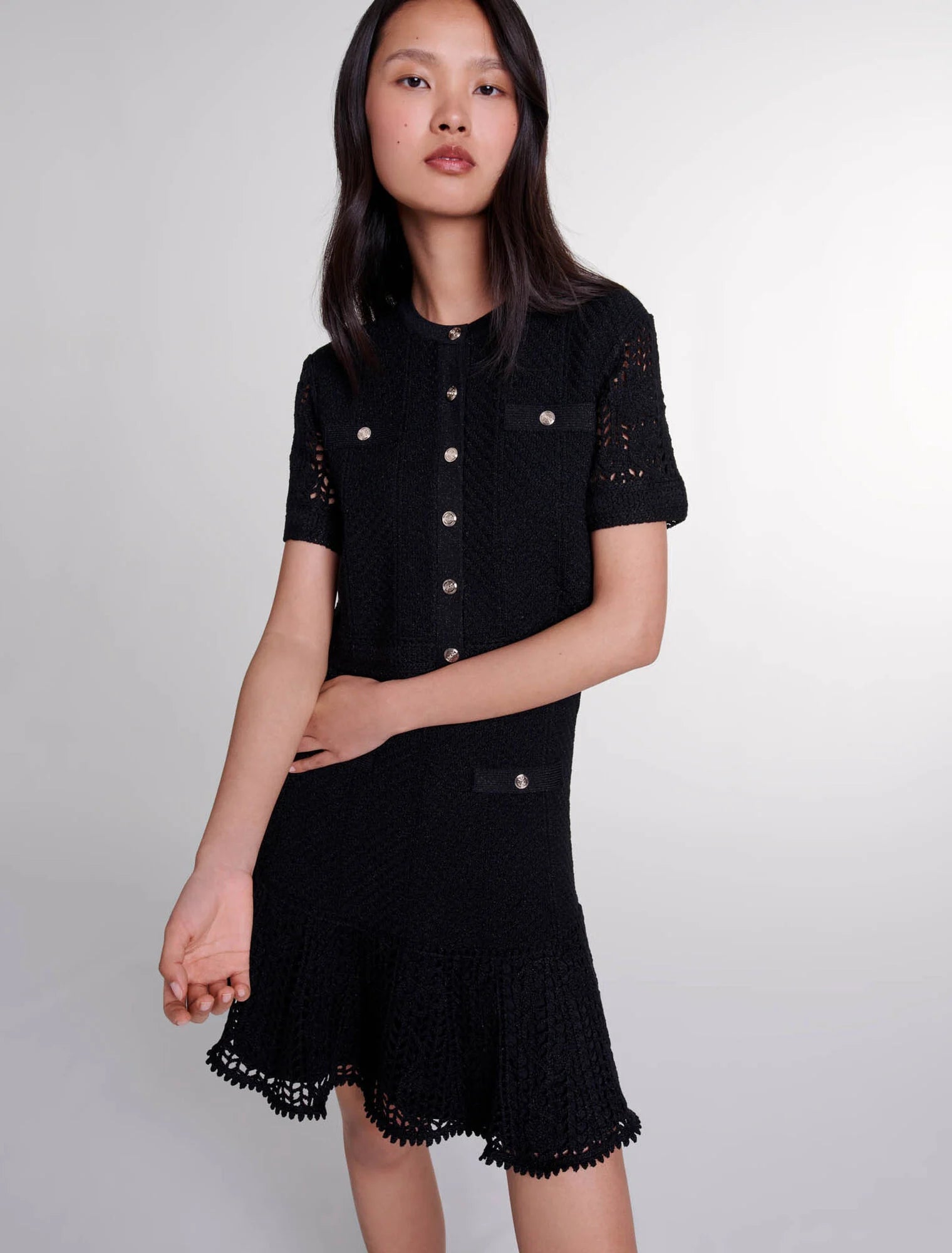 Black-2-in-1 crochet dress